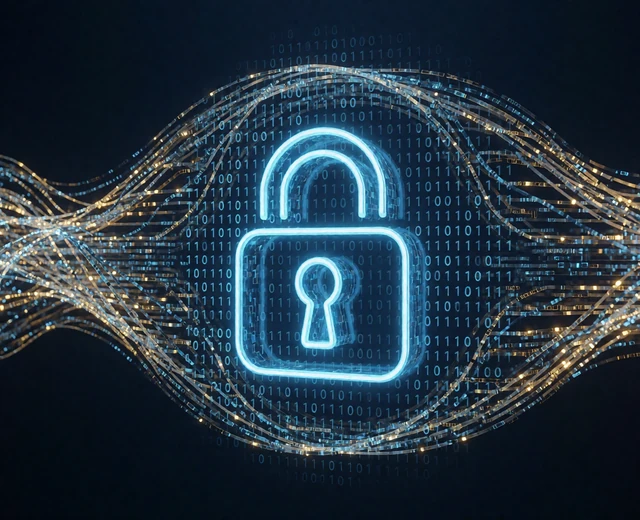 Neon-blaues SSL-Schloss mit Datenstr&ouml;men als Symbol f&uuml;r verschl&uuml;sselte Daten bei 30bet Casino