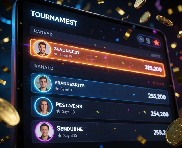 Leuchtendes Turnier-Leaderboard mit Konfetti und Goldm&uuml;nzen - Turniere und Prize Drops bei 30bet Casino