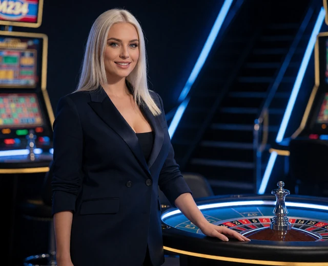 Live-Casino-Dealerin am Neon-Roulette-Tisch beim 30bet Casino Live Willkommensbonus